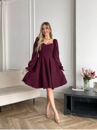 Класична сукня мiнi бордового кольору 30904