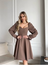 Класична сукня мiнi кавового кольору 30909