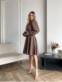 Класична сукня мiнi кавового кольору 30909