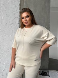 Легкий спортивний костюм молочного кольору 30944