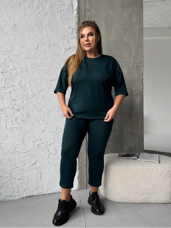 Легкий спортивний костюм смарагдового кольору 30946