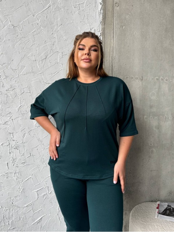 Легкий спортивний костюм смарагдового кольору 30946