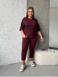 Легкий спортивний костюм бордового кольору 30947