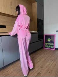 Жіночий велюровий комбінезон рожевого кольору 31142