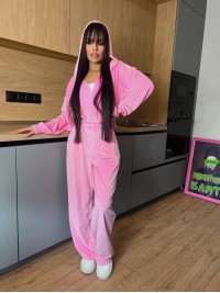 Жіночий велюровий комбінезон рожевого кольору 31142