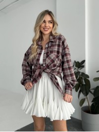 Жіноча фланелева сорочка в клітинку бордового кольору 31209