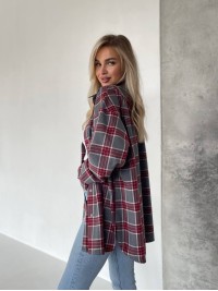 Жіноча фланелева сорочка в клітинку сiрого кольору 31211