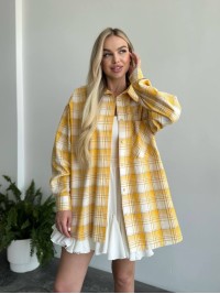 Жіноча фланелева сорочка в клітинку жовтого кольору 31213