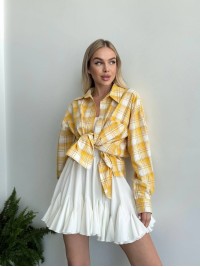 Жіноча фланелева сорочка в клітинку жовтого кольору 31213