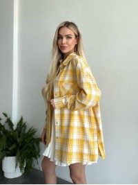 Жіноча фланелева сорочка в клітинку жовтого кольору 31213