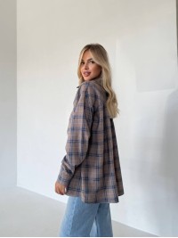Жіноча фланелева сорочка в клітинку кавового кольору 31214