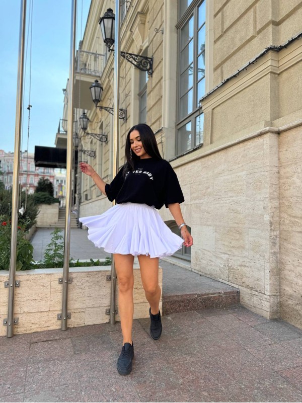 Жіноча легка спідниця міні бiлого кольору 31221