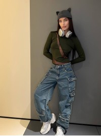 Комбінований жіночий боді кольору хакi 31281