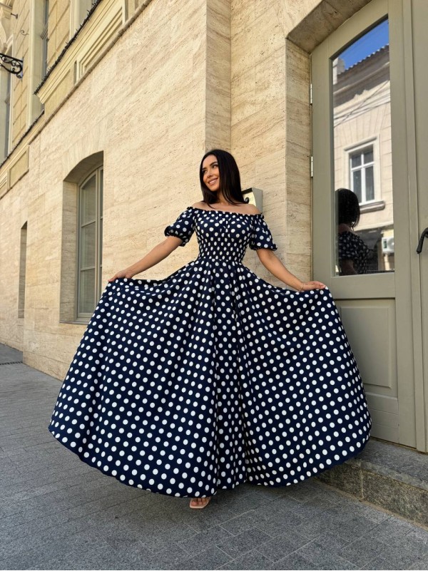 Повітряна сукня максі синього кольору 31300