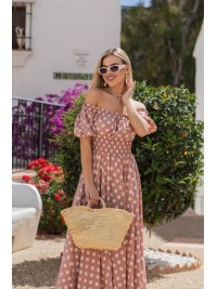 Повітряна сукня максі пудрового кольору 31301