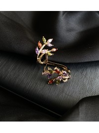 Сережки "Гілочка" англійський замок золотого кольору різнокольоровим камінчиком 31320