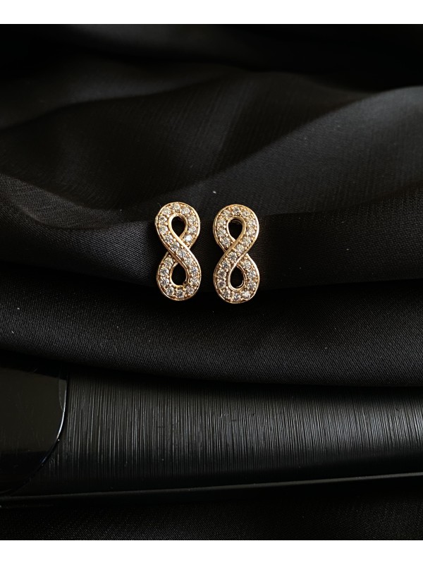 Сережки "Нескінченність" англійський замок золотого кольору з камінцями 31324