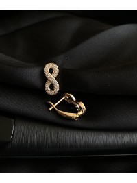 Сережки "Нескінченність" англійський замок золотого кольору з камінцями 31324