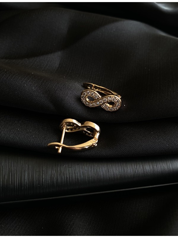 Сережки "Нескінченність" англійський замок золотого кольору з камінцями 31324