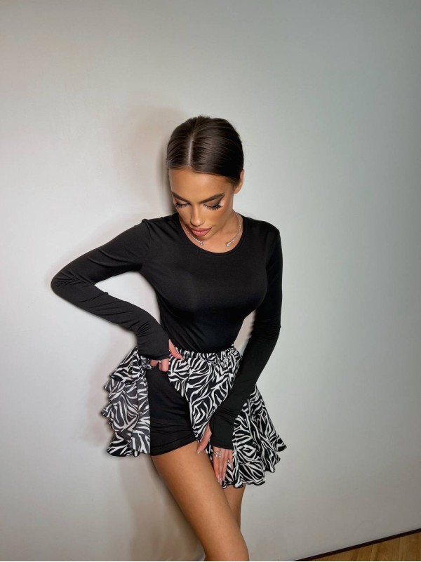 Жіноча легка спідниця міні зебра чорного кольору 31378