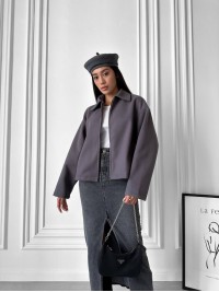 Жіночий кашеміровий жакет графітового кольору 31412