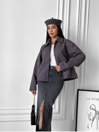 Жіночий кашеміровий жакет графітового кольору 31412