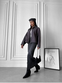 Жіночий кашеміровий жакет графітового кольору 31412