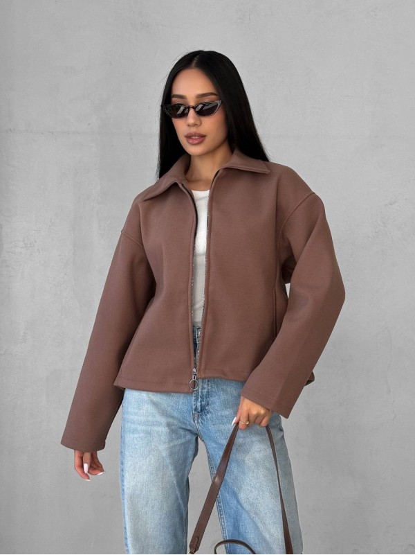 Жіночий кашеміровий жакет коричневого кольору 31414