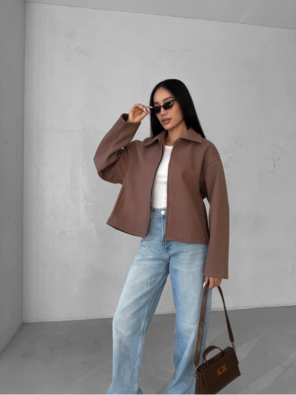 Жіночий кашеміровий жакет коричневого кольору 31414