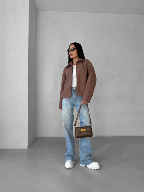 Жіночий кашеміровий жакет коричневого кольору 31414