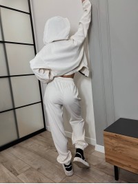 Вельветовий костюм на блискавці молочного кольору 31428