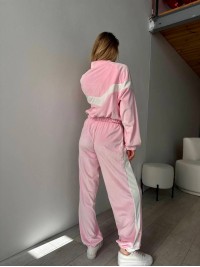 Велюровий жіночий костюм на блискавці зі вставками рожевого кольору 31450