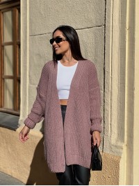 Жіночий напіввовняний кардиган пудрового кольору 31458