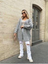 Жіночий напіввовняний кардиган сiрого кольору 31459