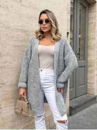 Жіночий напіввовняний кардиган сiрого кольору 31459