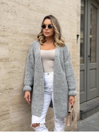 Жіночий напіввовняний кардиган сiрого кольору 31459