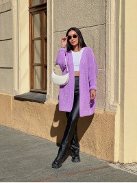 Жіночий напіввовняний кардиган бузкового кольору 31460