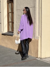 Жіночий напіввовняний кардиган бузкового кольору 31460