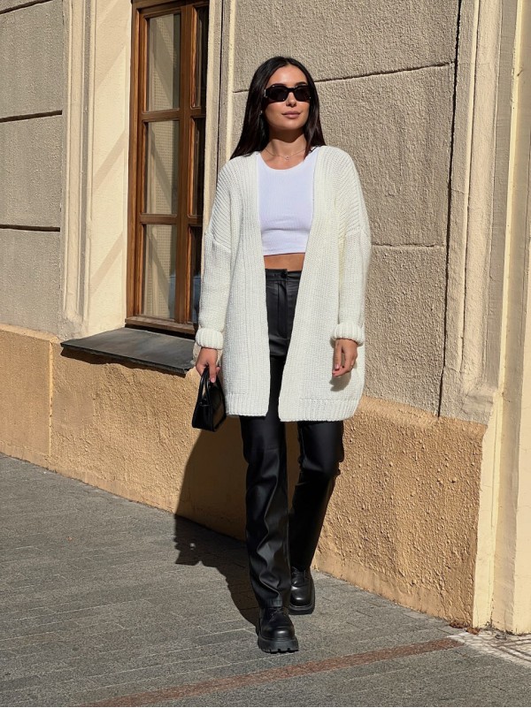 Жіночий напіввовняний кардиган молочного кольору 31461