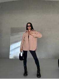 Тепла сорочка оверсайз кавового кольору 31463