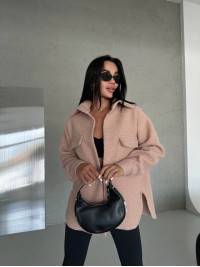 Тепла сорочка оверсайз кавового кольору 31463