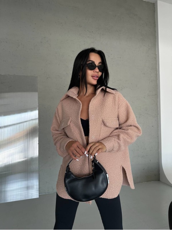 Тепла сорочка оверсайз кавового кольору 31463