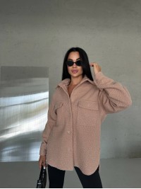 Тепла сорочка оверсайз кавового кольору 31463