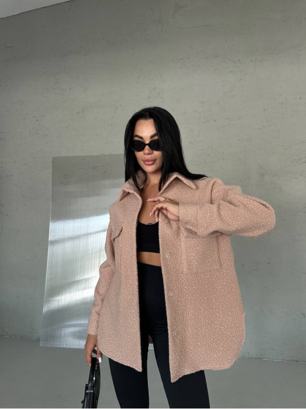 Тепла сорочка оверсайз кавового кольору 31463