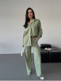 Бавовняний прогулянковий костюм оливкового кольору 31464