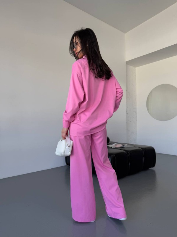 Бавовняний прогулянковий костюм рожевого кольору 31465