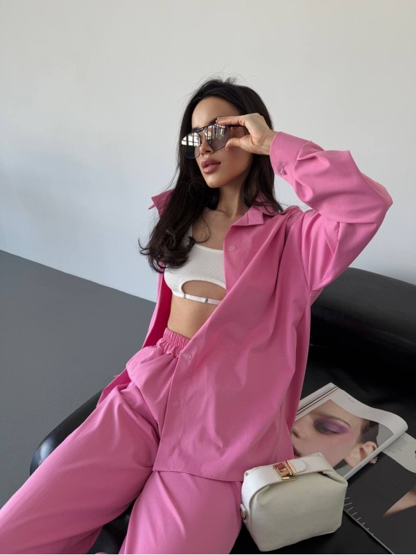 Бавовняний прогулянковий костюм рожевого кольору 31465