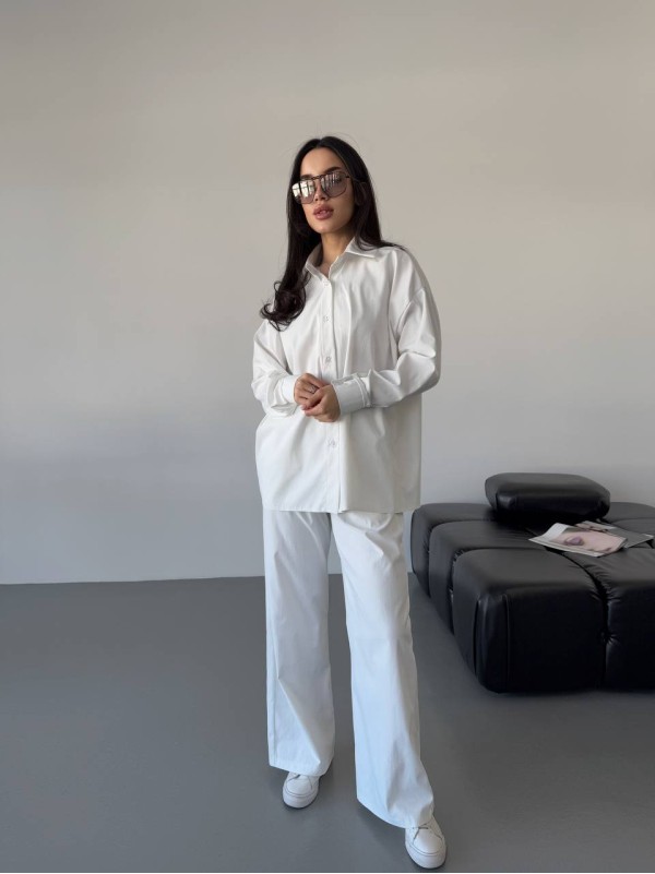 Бавовняний прогулянковий костюм бiлого кольору 31466