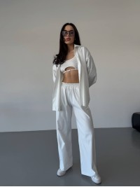 Бавовняний прогулянковий костюм бiлого кольору 31466