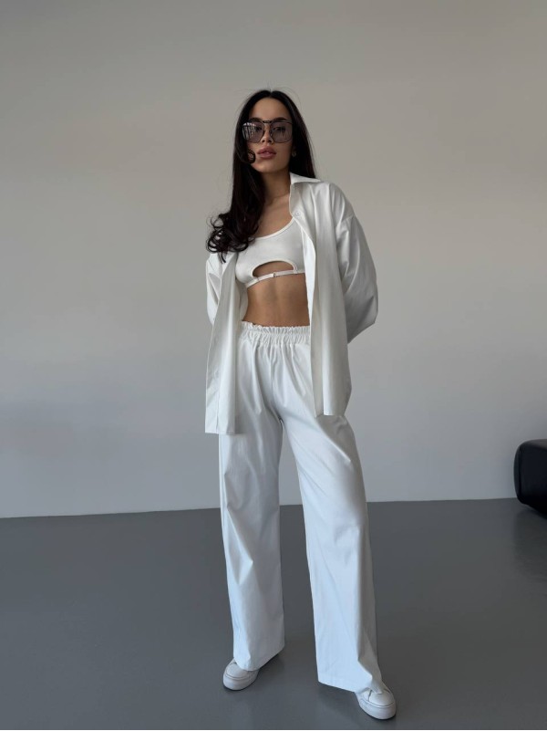 Бавовняний прогулянковий костюм бiлого кольору 31466